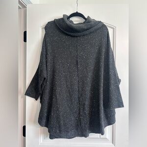 LOFT Gray Cowl Neck Sweater with Batwing Sleeves